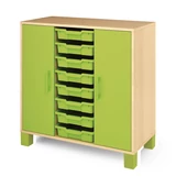 Zöld ajtós szekrény nagy fiókokkal - kicsi