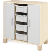 Szürke ajtós szekrény nagy fiókokkal - kicsi