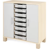 Szürke ajtós szekrény kis fiókokkal - kicsi