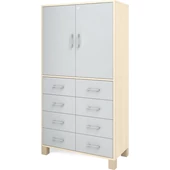 Szürke ajtós szekrény - fiókos