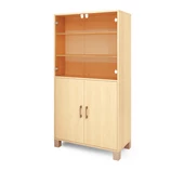 Nyír nagy szekrény üvegajtóval és ajtókkal