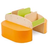 Könyvtároló elem puffokkal